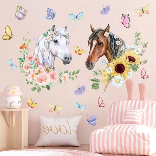 Vista 9 de Calcomanías de pared de caballos, animales de granja, calcomanías de pared 3D falsas para ventanas, calcomanías de vinilo para decoración