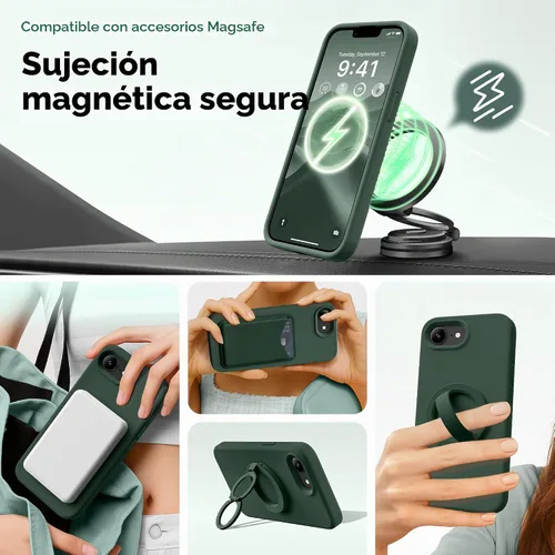 Vista 4 de GolbinBox - Funda magnética para iPhone 17e/16e, funda de silicona, color Verde militar