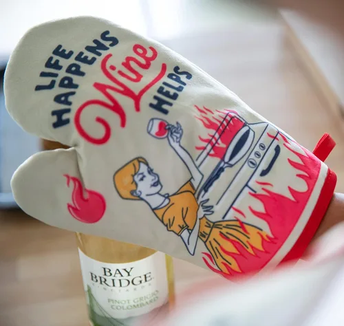 Vista 6 de Crazy Dog T-Shirts Life Happens Wine Help Funny Cooking Beber Wine Lover Accesorios de cocina