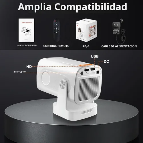 Vista 9 de WOOPKER Mini proyector HY260 Pro actualizado con WiFi y Bluetooth 5.4, enfoque automático/Keystone, soporte nativo 1080P para 4K, control remoto Air