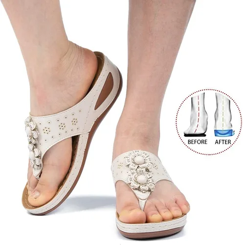 Vista 5 de Ecetana - Sandalias cómodas tipo chanclas para mujer, sandalias de cuña informales para verano