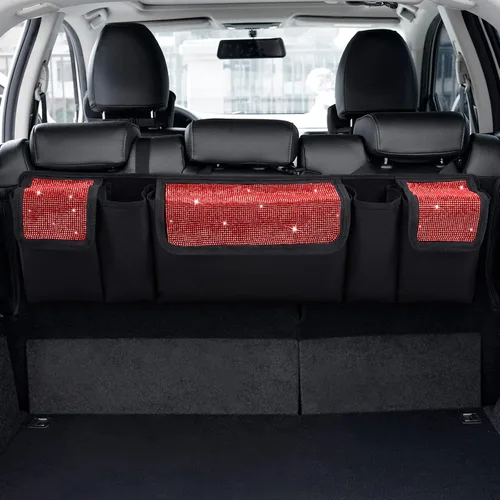 Vista 7 de eing Organizador de maletero de auto y almacenamiento, organizador colgante para asiento trasero para SUV, camioneta, MPV, impermeable, bolsa