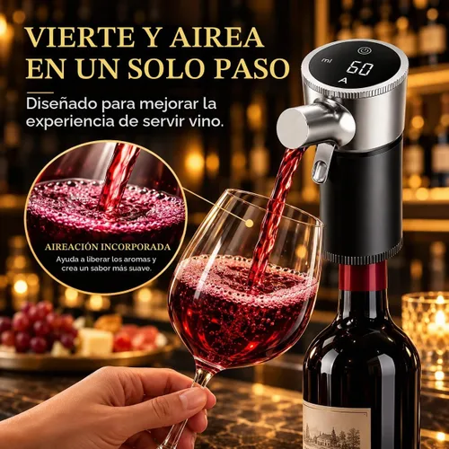 Vista 4 de Dispensador eléctrico de licor y vino 6 en 1 con aireador