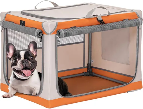 Vista 12 de Jaula suave de 36 pulgadas para perros grandes, perrera de viaje portátil con cremalleras bloqueables, base impermeable, funda lavable, marco