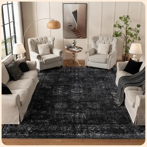 Vista 56 de Istana Alfombra larga antideslizante de 2.5 x 8 para el hogar, para pasillo y cocina, lavable, sedosa y suave al tacto, elegante, color azul y marfil