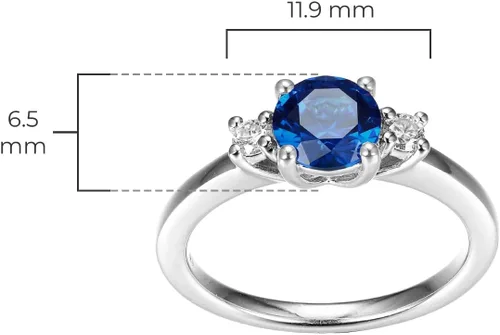 Vista 5 de Tienda Collection Created Gemstone and 18th CT TW Lab Grown Diamond 3-Stone Ring in Platinum Over Sterling Silver