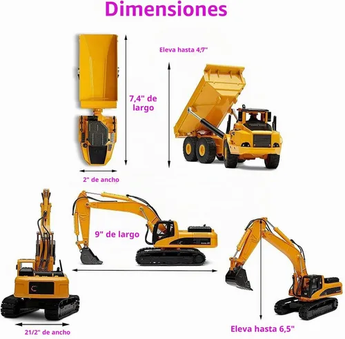 Vista 6 de Ailejia Modelos de aleación de juguete de camión articulado con volquete y excavadora a escala 1/50, vehículo de construcción, modelo de ingeniería