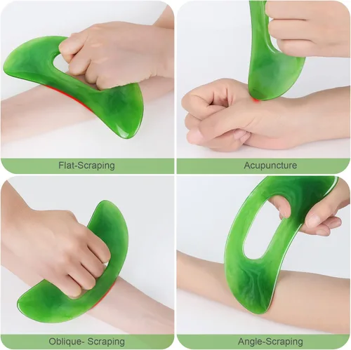 Vista 2 de 2 herramientas grandes de masaje Gua Sha, herramienta de raspado de resina Guasha, raspador de drenaje linfático de mano multifuncional, masajeador