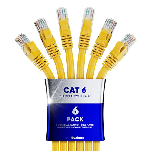 Vista 63 de Maximm Cable Ethernet Cat 6 de 0.6 pies (paquete de 6) – Cable LAN de alta velocidad, cable de Internet, cable de conexión y cable de red – UTP