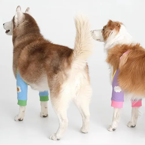 Vista 4 de Funda de recuperación para perros con acolchado, mangas delanteras para piernas después de la cirugía, protector de codo para perros pequeños