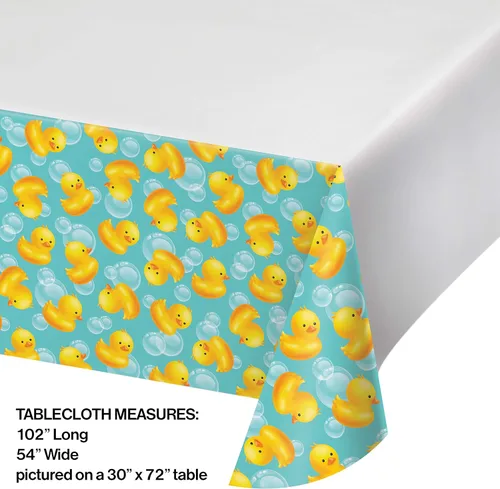 Vista 2 de Creative Converting Mantel de plástico con estampado de bordes, baño de burbujas, suministros para fiestas, 54 x 102 pulgadas, multicolor, 1 unidad