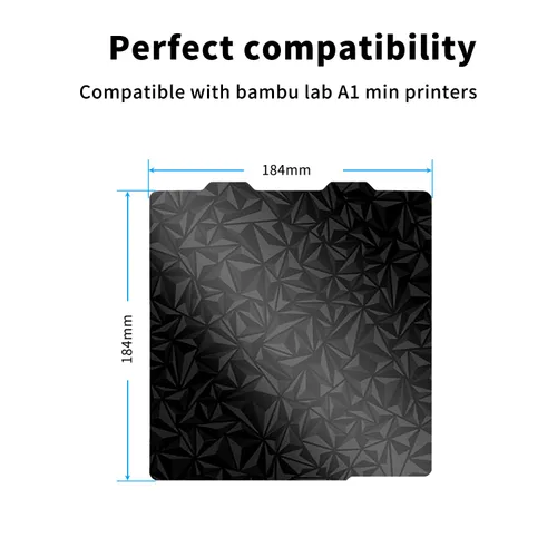 Vista 4 de Geeetech PEI Placa de construcción para Bambu Lab A1 Mini impresoras 3D, 7.244x7.244 in (7.24x7.24 pulgadas), hoja PEI texturizada de doble cara