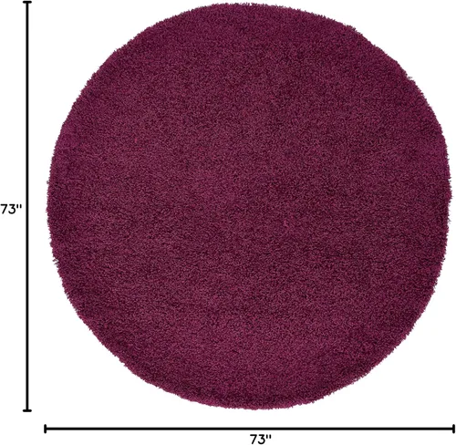Vista 2 de Unique Loom Alfombra Básica Shag Redonda Área, 6' 0" x 6' 0", Berenjena Púrpura
