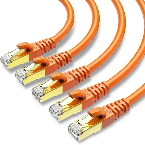 Vista 12 de Cable Ethernet CAT 8 blindado SFTP para red de Internet, cables LAN de alta velocidad resistentes con conector RJ45 chapado en oro, profesional