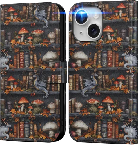 Vista 70 de DEENAKIN Funda tipo cartera para iPhone 15 con tarjetero + clip para efectivo, bloqueo RFID, protección contra caídas de grado militar y obras