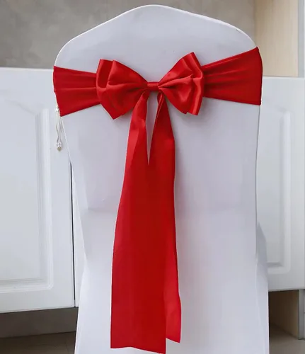 Vista 30 de 6 bandas elásticas para silla, lazos dobles, bandas de elastano para decoración de bodas, fiestas, cumpleaños, banquetes, suministros de Navidad