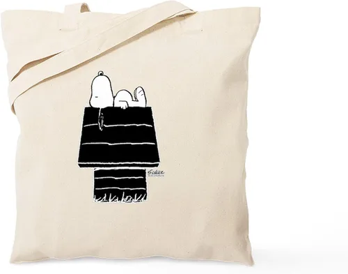 Vista 8 de CafePress Peanuts Snoopy Reusable Beige Canvas Tote Shopping Bag