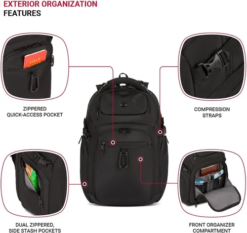 Vista 3 de SwissGear Endure ScanSmart – Mochila para portátil con tecnología TSA aprobada – Compatible con la mayoría de laptops de 17" – Múltiples bolsillos