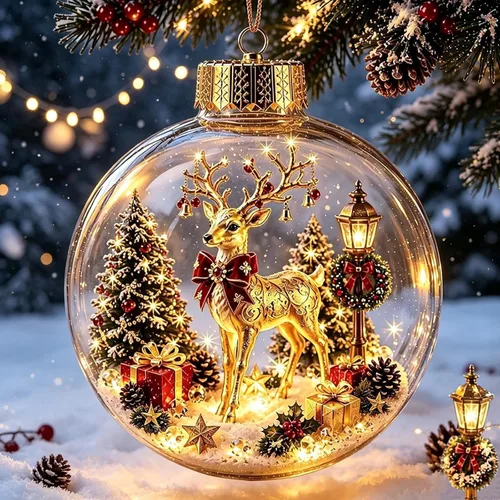 Vista 10 de Glowing Christmas Story Ornament – Resin Light Up Ball for Tree (A)
