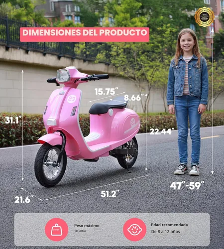 Vista 3 de Motocicleta eléctrica de 24 V para niños grandes, 350 W