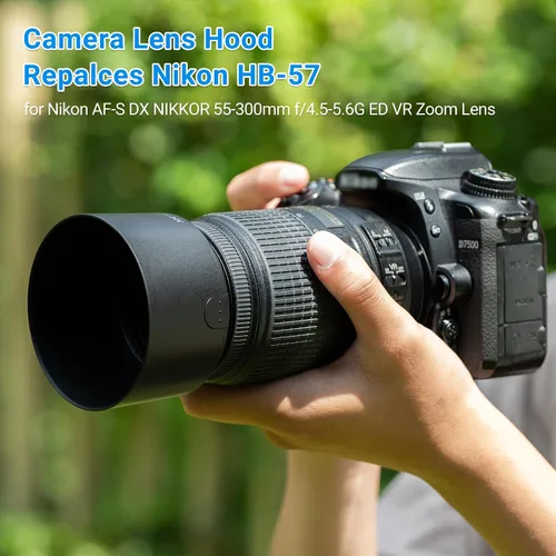 Vista 2 de JJC Parasol reversible para lente Nikon AF-S DX NIKKOR 2.165-11.811 in f/4.5-5.6G ED VR Zoom en NikonD3400 D3500 D5600 D7100 D7500 Reemplaza Nikon