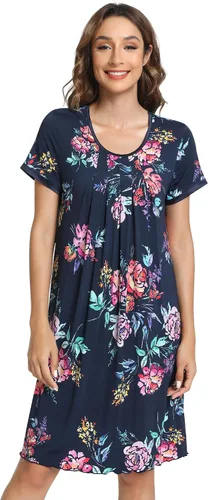 Vista 16 de NACHILA Nightgowns for Women-Viscose Made from Bamboo, Pleated Sleepwear. A-aqua Green