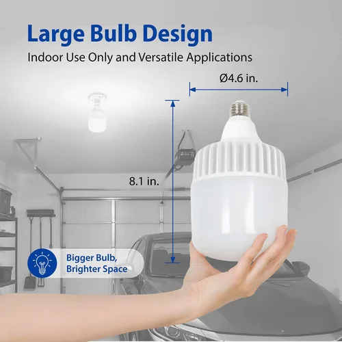 Vista 8 de Bombilla LED, 5000 lúmenes, equivalente a 36 W, luz diurna de 5000 K, base E26, 50,000 horas de vida útil, no regulable, solo