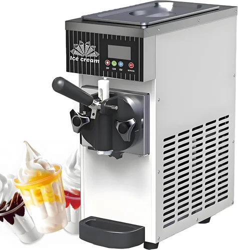 Vista 10 de Máquina de helado de servicio suave para uso comercial y doméstico, 8.8-11.0 lbs/H, panel táctil LCD, limpieza automática, sistema de Metálico
