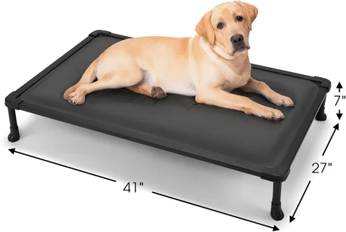 Vista 6 de Veehoo Cama elevada para perros a prueba de mordidas, catre elevado resistente con suave colchón acolchado impermeable relleno de algodón PP, catre