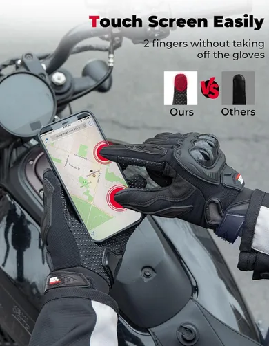 Vista 5 de KEMIMOTO - Guantes de motocicleta para hombres/mujeres, guantes de bicicleta de tierra con pantalla táctil y protección contra deslizamientos