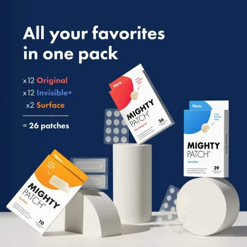 Vista 5 de Mighty Patch™ Paquete variado de Hero Cosmetics – Parches hidrocoloides para espinillas para el acné para cubrir zits e imperfecciones, calcomanías