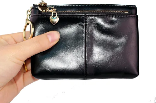 Vista 3 de Monedero pequeño de piel auténtica para mujer
