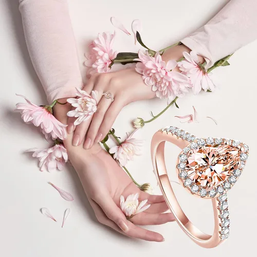 Vista 3 de Anillos para mujer, conjunto de diamantes cuadrados de moda, joyería de compromiso de lujo para mujer, regalos para mujer