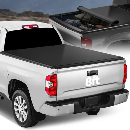 Vista 18 de Auto Dynasty - Cubierta suave de tres pliegues para plataforma de camioneta, compatible con Toyota Tundra 2014-2019, plataforma Fleetside/Styleside