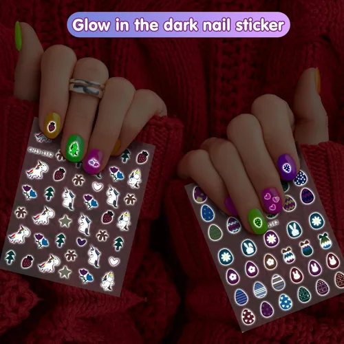 Vista 7 de Juego de esmaltes de uñas para niñas, kit de arte de uñas DIY con secador de uñas, uñas postizas, pegatinas de uñas, esmalte de uñas despegable,