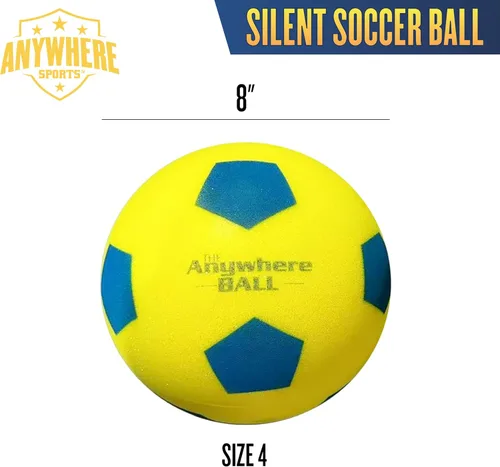 Vista 3 de Anywhere Ball, pelota de fútbol silenciosa, tamaño 8 pulgadas, espuma sin aire para entrenamiento en interiores, patadas y rebote realista, práctica