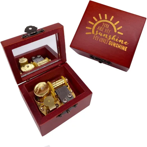 Vista 25 de Youtang - Caja de música de madera tallada con mecanismo de cuerda, regalo de Navidad, cumpleaños, Día de San Valentín