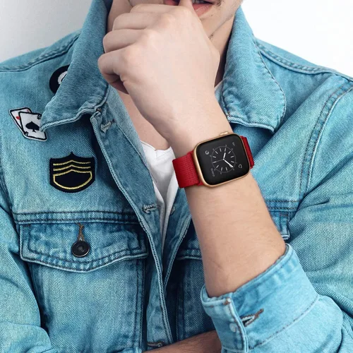 Vista 7 de OXWALLEN - Correa elástica Solo Loop de nailon y de tamaño XL, compatible con Apple Watch de 38 mm y 40 mm, correa trenzada, deportiva, ajustable