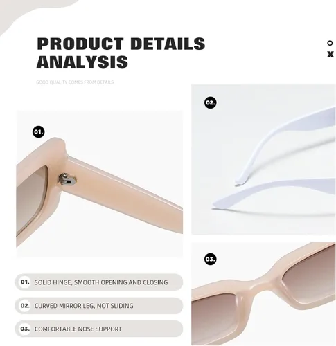 Vista 6 de TIANYESY Gafas de sol de moda para mujer y hombre, tonos cuadrados multicolor (jade suave + blanco), Jade suave+blanco