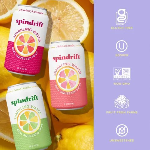 Vista 4 de Spindrift Lemonade 3 sabores variados paquete de 20