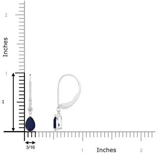 Vista 2 de ANGARA - Aretes colgantes de zafiro azul natural para mujeres y niñas en oro macizo de 14 quilates, platino, regalo de joyería de piedra natal