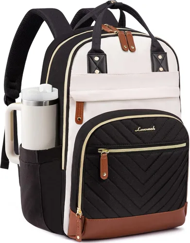 Vista 17 de LOVEVOOK Mochila para mujer, mochila para laptop de 15.6 pulgadas, mochilas escolares, bolsa antirrobo, bolsa antirrobo impermeable, para beige