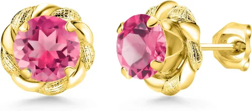Vista 150 de Gem Stone King Aretes de plata de ley 925 de 0.236 in con piedra natal redonda para mujer