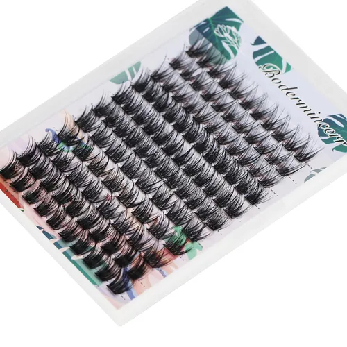 Vista 2 de Bodermincer 113 pestañas postizas de injerto segmentado mixto, 4 estilos, pestañas individuales en racimo negro, pestañas individuales en racimo