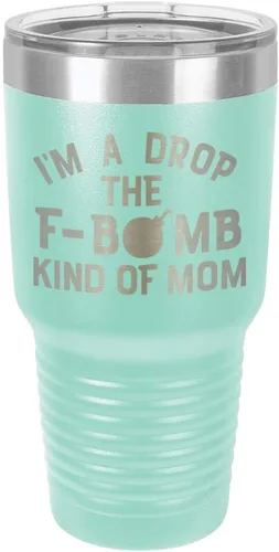 Vista 19 de I'M A DROP THE F BOMB KIND OF MOM Vaso negro de 30 onzas con popote y tapa superior deslizante Taza de viaje de acero inoxidable Comparar