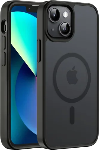 Vista 23 de Hualele - Funda magnética para iPhone 13 Pro, compatible con MagSafe, grado militar, a prueba de caídas, translúcida mate, parte trasera dura, borde