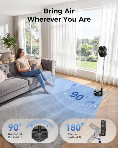 Vista 5 de Ventilador silencioso portátil, ventilador de viaje oscilante