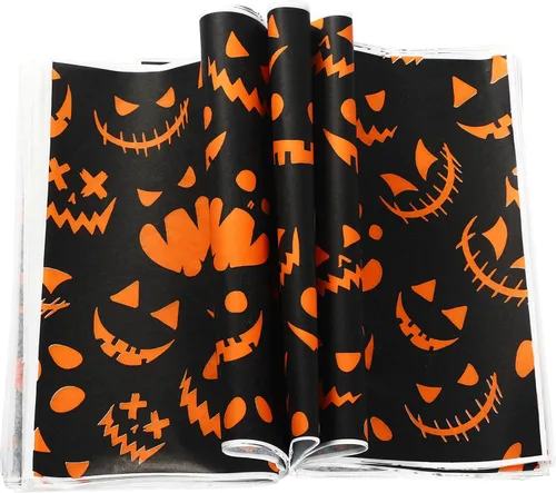 Vista 5 de Yahenda 150 hojas de papel de cera de Halloween para envoltura de alimentos