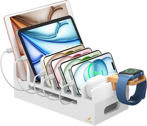 Vista 13 de Cargador de pared USB, estación de carga USB de escritorio para múltiples dispositivos