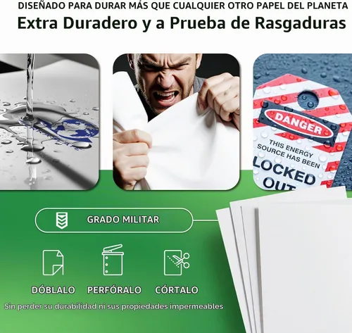 Vista 3 de TerraSlate Premium - Papel impermeable para lluvia, clima, 10 mil, 8.5 x 11 pulgadas, blanco, papel de impresora duradero (25 hojas)